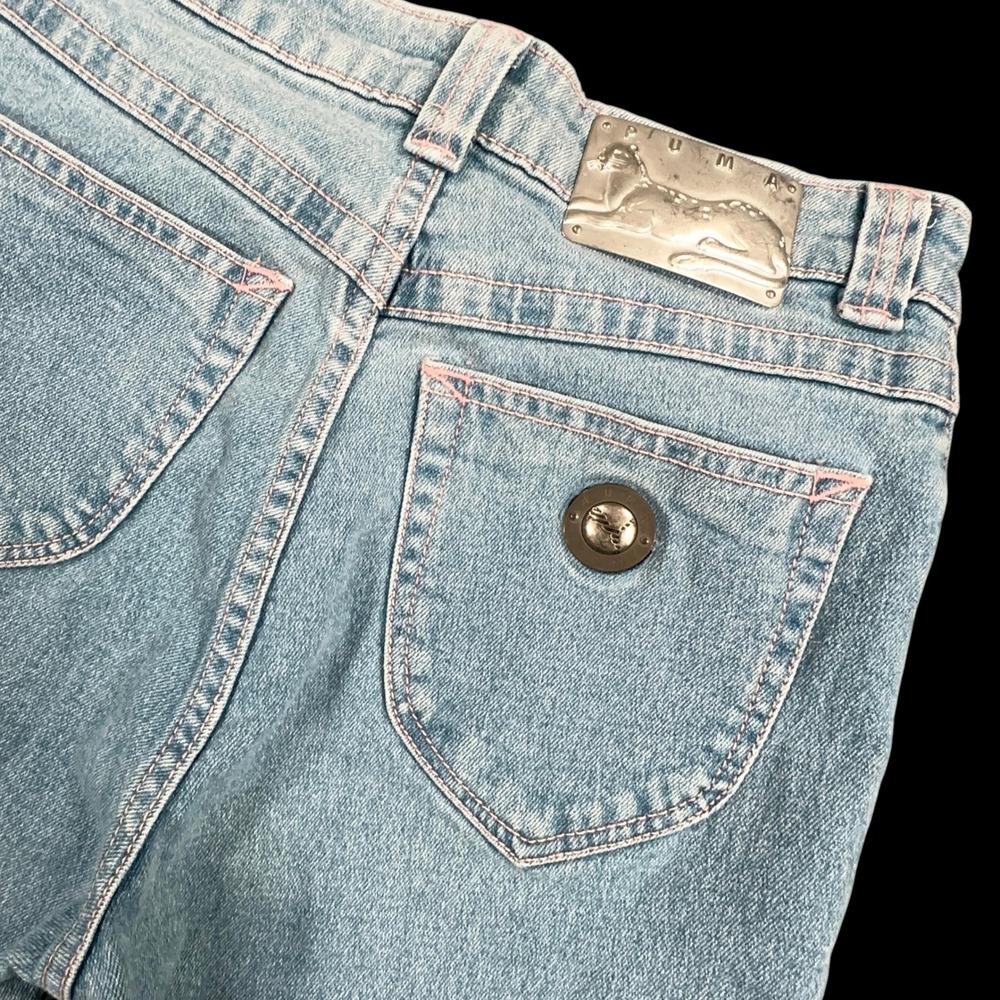Vintage Puma High Rise Skinny Jeans Womens 26 (Fits as 24x26) Metal Logo Plate
